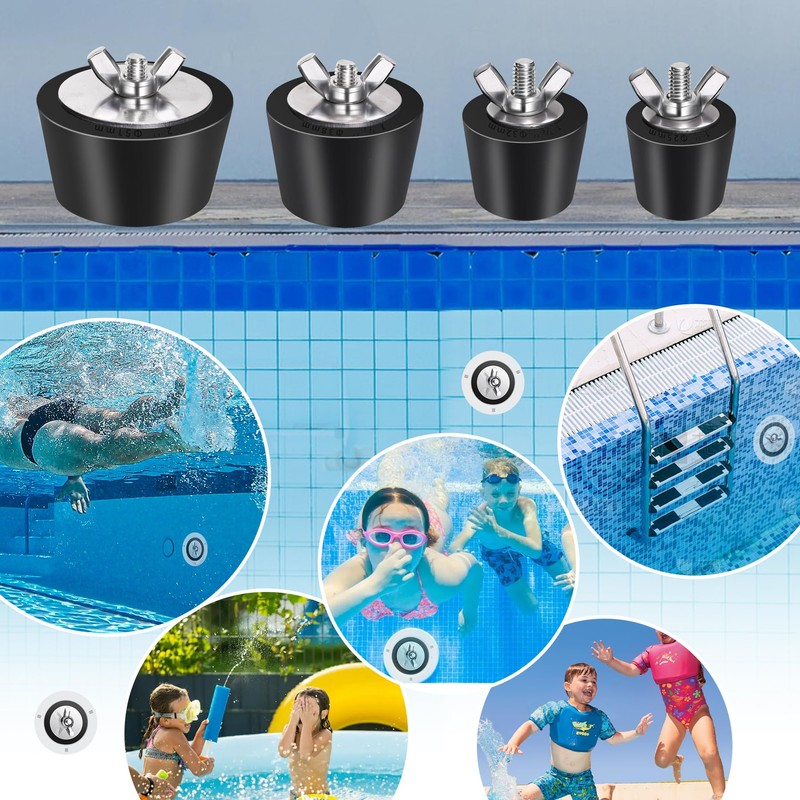 Vizava 4 Pack Rubber Pool Winter Plugs with One T-Handle