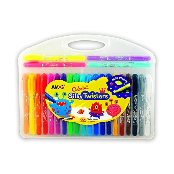 Twistable Silky Gel Crayons 24 Colors with Non -Toxic Crayons
