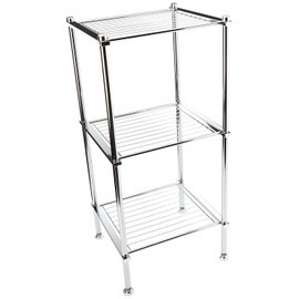 Organize It All 3 Tier Chrome Freestanding Bathroom Storage Shelf , 12.25 x 13 x 29.75 in