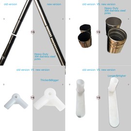 KingKara Canopy Bed Frames Post Queen Full Size Stainless Steel Netting Bed Canopy Frame Poles Four Corner Bed Bracket Fit for Metal Bed Wood Bed Bedroom Décor (Queen)