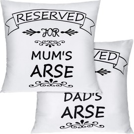 Boao 2 Pieces Reserved For Mum's Cushion Cover Reserved For Dad's Reserved Cushion Cover Parents Pillow Case Funny Gift for Mum Dad (17.7 x 17.7 Inches)