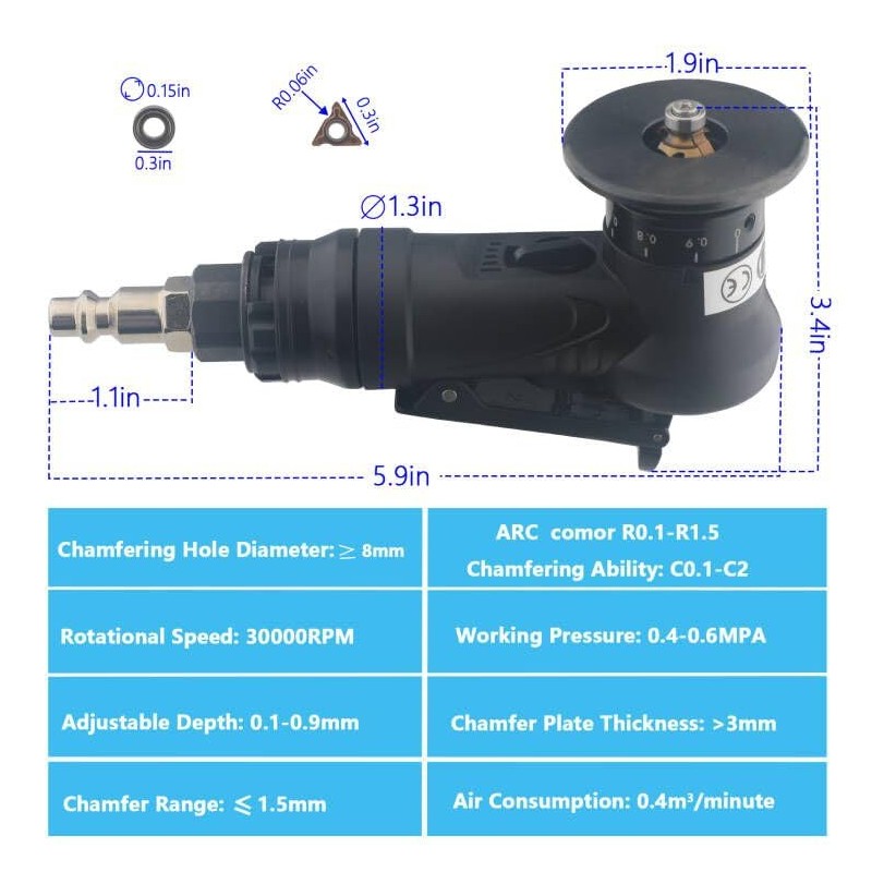Pneumatic Chamfering Tool – 45° Mini Air-Powered Chamfer Machine for