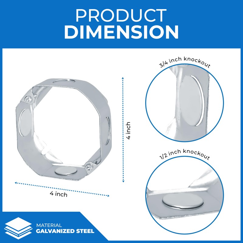 OHLECTRIC 4" Square Steel Work Box Extension Rings (4 Pack)|
