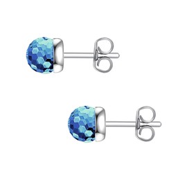 Rafaela Donata Women's Stud Earrings 925 Sterling Silver Decorated with Crystals Light Blue, Silver, Crystal