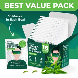 Heated Eye Mask For Dry Eyes - 16pcs Self Heating Steam Eye Mask - Warm Compress For Eyes - Warming & Ready To Use For Sleep & Relaxation - On-The-Go Warm Eye Compress For Dry Eyes Travel Essentials