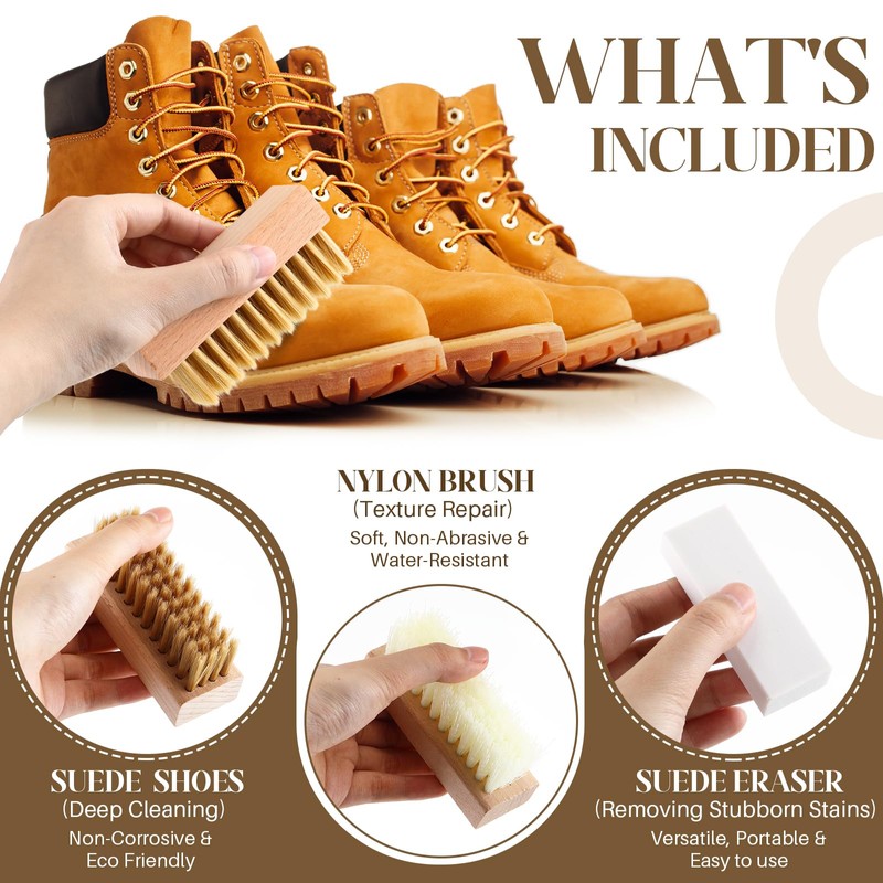 Enhon 5 Piece Suede and Nubuck Cleaning Kit with Brass