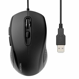 TECKNET Ergonomic 3600 DPI USB Wired Mouse - Color: Black