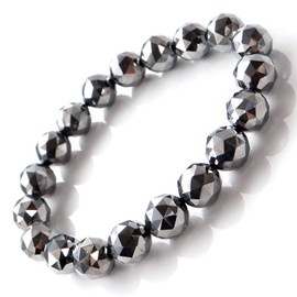 Gold Stone High Purity Terahertz Mineral Star Cut 100 Sides Bracelet, 0.4 inches (10 mm), 99.9999% Purity, Inner Diameter: Approx. 5.9 inches (15 cm)