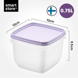 SmartStore Food Storage Containers 0.75L Set of 4 - Suitable for Fridge and Freezer - BPA Free Meal Prep Containers Reusable, Microwavable, Dishwasher Safe, Stackable and Nestable