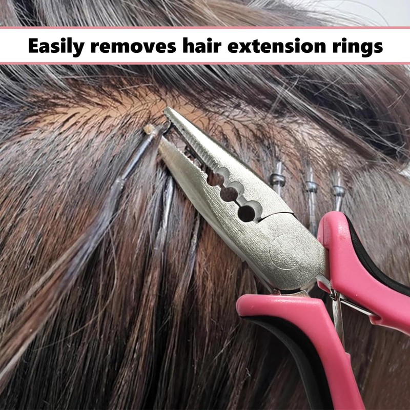 3 Stück Microring Extensions Zubehör, professionelles Nano-Haarverlängerungswerkzeug,Extensions Zange und Schlaufeneinfädler,