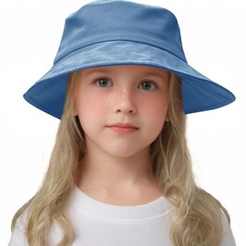 Jastore Kids Sun Hat Bucket Hat for Girls Boys Summer Sun Protection Cotton Unisex Beach Cap (US, Age, 3 Years, 6 Years, Denim Blue)