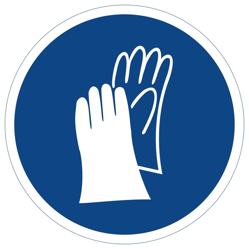 Hand Protection Use Sticker Sign, Mandatory Sign to DIN 4844/2