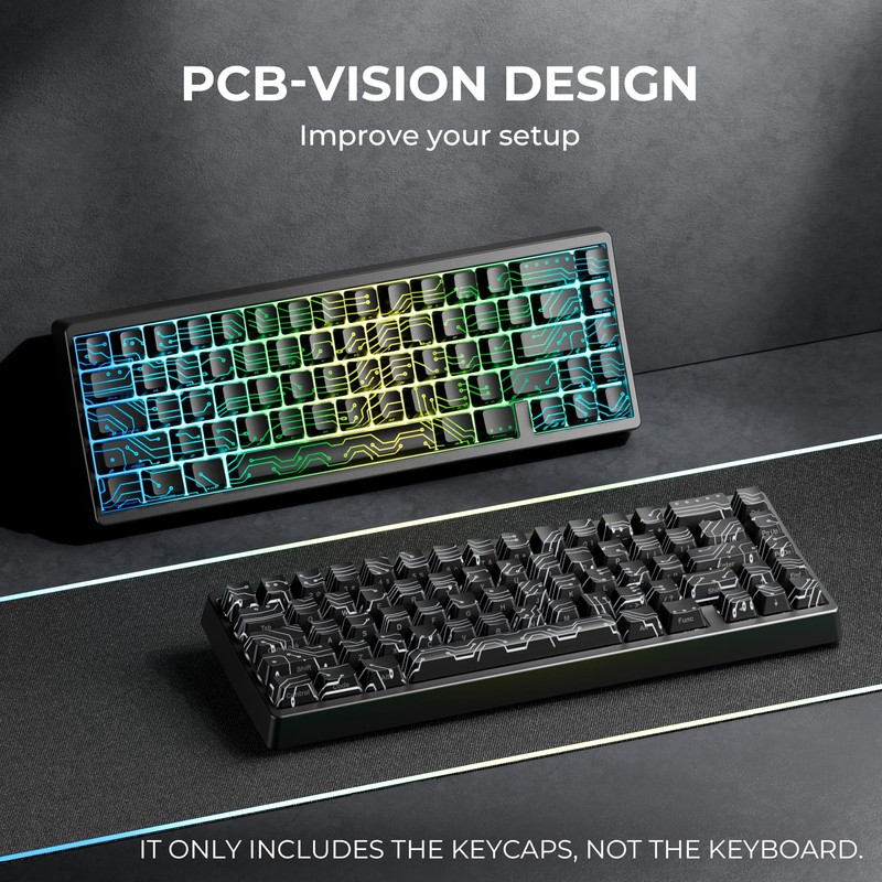 XVX Double Shot PBT Keycaps, Side Printed Shine Through Keyboard