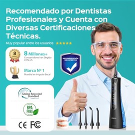 COSLUS C50 Irrigador Bucal Portátil para Dientes, 4 Modos y 5 Niveles Negro