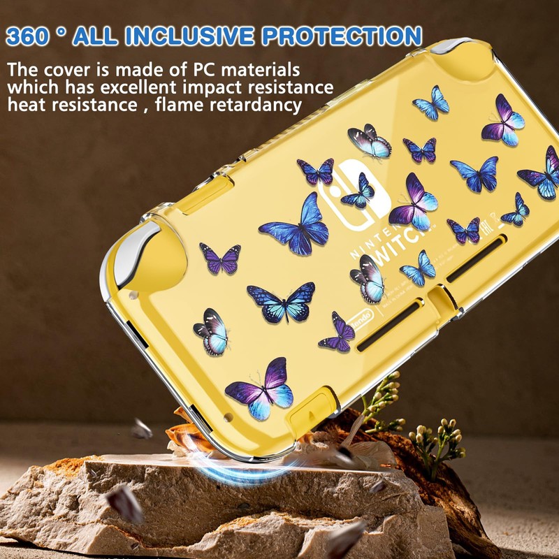 DLseego Butterfly Clear Protective Case for Switch Lite 2019 Version,