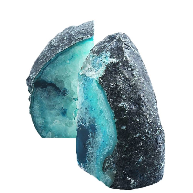 AMOYSTONE Agate Geode Bookends Heavy Duty Stone Book Ends Decorative