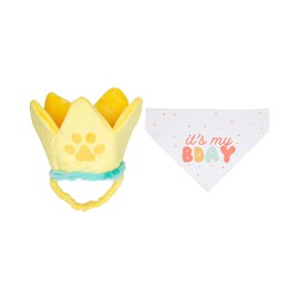 Pearhead Happy Barkday M/L Bandana Hat Set, Pet Birthday Gift, Dog Birthday Party Accessories, Party Hat and Bandana for Dogs, Pet Owner Must Have Accessories, Medium/Large