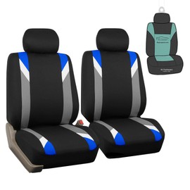 FH Group Car Seat Covers Premium Modernistic Flat Cloth Car Seat Covers Front Seats Only Blue Black, Airbag Compatible Universal Fit Interior Accessories Cars Trucks SUV Car Accessories Protector