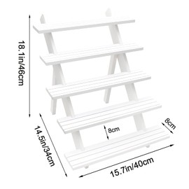 sinyad 101pcs 5-Tier Wood Earring Display Stand, Retail Display Riser Earring, Ring Holder Stand, Removable Countertop Small Merchandise Display Stand with 100 Pcs Earring Card (White)