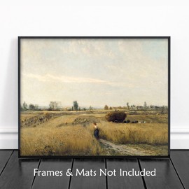 - Harvest Art, Vintage Farm Landscape Print - Farmhouse Wall Art, French Country Decor, Wheat Field Art (Unframed 5x7 Inch)