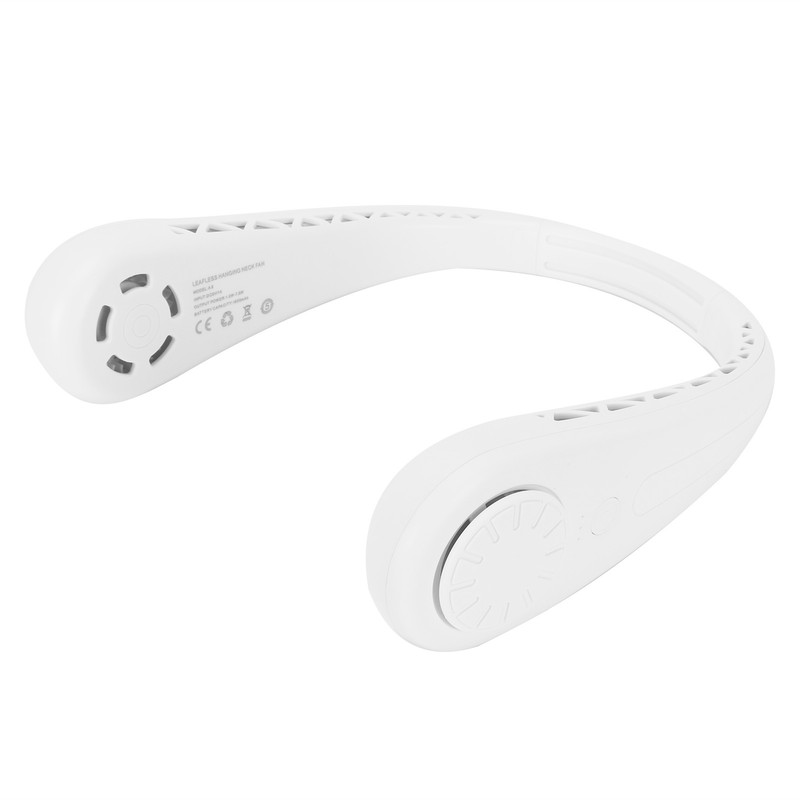 White Adjustable Hanging Neck Electric Fan Bladeless Portable USB Charging
