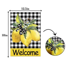 Welcome Lemon Summer Garden Flag,Hello Summer Garden Flag,Welcome Seasonal Outdoor Decor Decorative Summer Flag.12.5 x 18 Inch