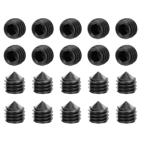 uxcell 40Pcs Set Screws M5x4mm Carbon Steel Cone Point Hex