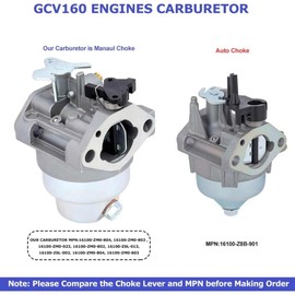 Kindza GCV160 Carburetor for Honda GCV160A GCV160LA GCV160LE Engine HRB216 HRR216 HRS216 HRT216 HRZ216 Lawn Mower Ryobi Pressure Washer Replace 16100-ZM0-804 Manual Choke