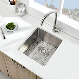 BoomHoze 13 x 15 Inch Small Undermount Bar Sink Stainless Steel RV Sink 16 Gauge Single Bowl Wet Bar Kitchen Prep Sink