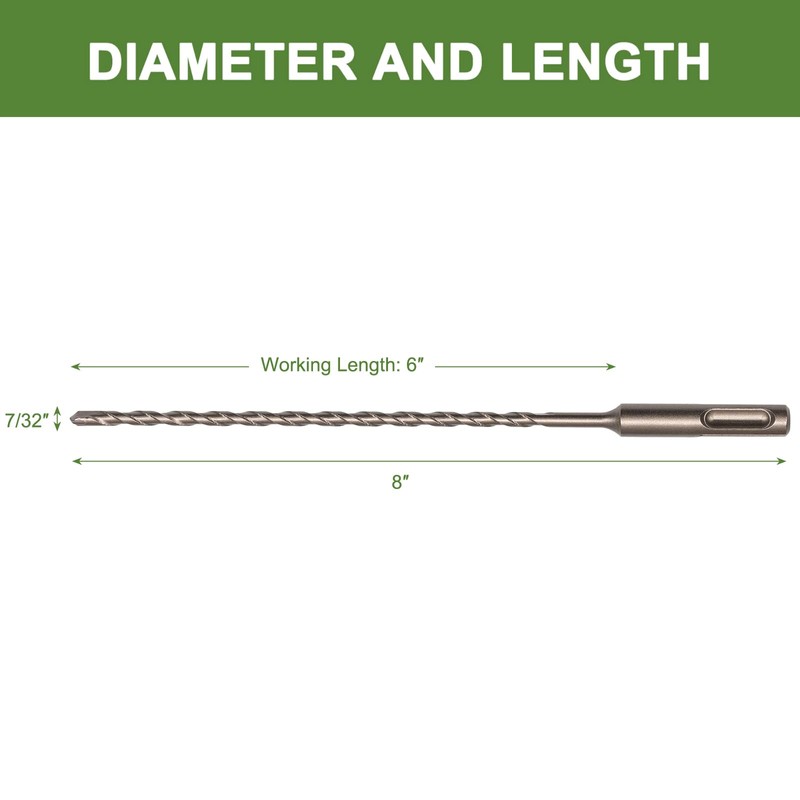 HLOFIZI 7/32" x 8" SDS Plus Hammer Drill Bits Masonry