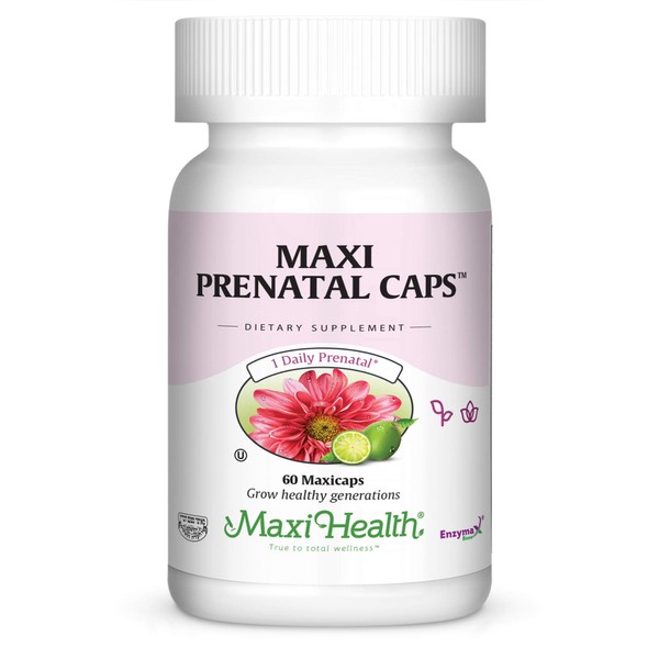 Maxi Health Prenatal Caps Multivitamins with Biotin and Iron One a Day, 60 Count