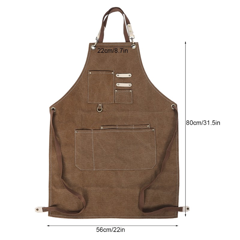 Adjustable Waterproof Apron with Pockets for Restaurant Kitchen Milk Tea