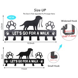 Key Holder Wall Mount & Dog Leash Holder for Wall, Metal Key Rack with 7 Hooks for Entryway/Hallway/Kitchen Decor, Dog Paws Design Wall Organizer with Screw Anchors (Labrador, 13.5×6.2×0.75")