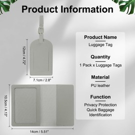 YELARXI Luggage Tag, PU Leather Luggage Tag Travel Baggage Labels Waterproof Tag Privacy Protection for ID Suitcase Identifier Backpack Bag Essential (Dark Gray)