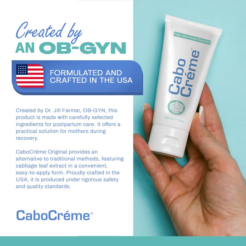 CaboCréme Cabbage Breast Cream for Tenderness & Engorgement Relief, Breastfeeding