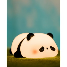 Recolte Cute Panda Night Light with Gift Bow, LED Squishy Silicone Animal Lamp, 3 Level Dimmable Nursery Light for Kids, Baby Desk Decor, Gift Box for Boys Girls, Baby Shower & White Elephant Gifts