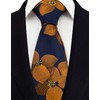 Men's Navy Amber Orange Self Ties Floral Leaf Silk Paisley