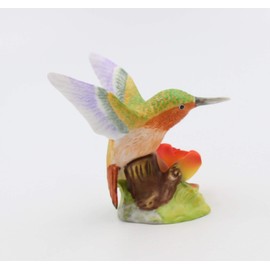 Cosmos Gifts Fine Porcelain Hummingbird with Salmon Orange Rose Figurine, 3-1/2 in