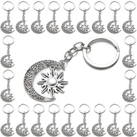 PHAETON 20PCS Moon and Sun keychain Moon keychain Sun Jewelry Pendant Moon and Sun keyring for Lover Gift