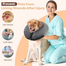 Haoion Dog Cone Collar, Inflatable Recovery Cone After Surgery, Adjustable Blow up Dog Donut Collar, Pet Recovery Collar for Dogs and Cats Size M 8”-12”