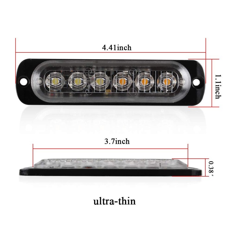 KaiDengZhe 4Pcs 6LED Amber&White Sync Feature Emergency Warning Light Beacon