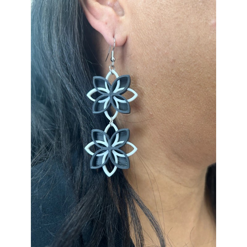 Unbranded Two Tone Floral Dangle Earrings - 3D Printed -