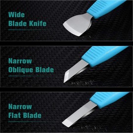 BEZOX Ingrown Toenail Removal Blades and Foot Callus Knife - 3 Different Blades Pedicure Knives with Toenail Lifter and Thick Nail File - Blue