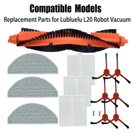 FZCSZJFR Roller Brush Filter Replacement Parts for BPMIO B20 Plus/Lubluelu L20 Robot Vacuum Cleaner Contain 1 Main Brush 6 Side Brush 3 HEPA Filters 3 Mop Pads