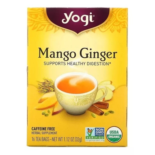 Yogi Té Mango Jengibre, Sin Cafeína 16 Bolsitas 32 G Sfn