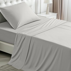 Ankwos Viscose Derived from Bamboo Cooling Bed Sheets, Deep Pockets Up to 16", Silky Soft, Hotel Luxury Hypoallergenic Bedding, 3 Pieces Sliver Gray Set, Oeko-Tex Certified, Twin Size