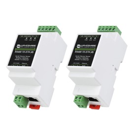 Waveshare Industrial Serial Server (2pcs), RS485 to RJ45 Ethernet, TCP/IP to Serial Module, Support Rail-Mount Modbus Gateway