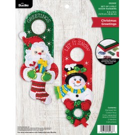Bucilla 89286E Felt Applique Door Hangers, Christmas Greetings, Set of 2, Cotton