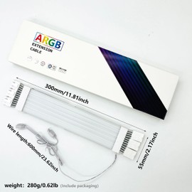Pxyz PC argb Extension Cable,RGB PSU Sleeved Cable Extension 30cm Length,18AWG Power Supply Sleeved Cable White Argb for Computer Gaming Case,1 * 24pin/2 * 8pin/3 * 8pin,5V 3Pin Synchronized