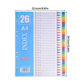 suaywo File Dividers A4 Folder Dividers Letter A-Z Dividers Binder Dividers A4 File Dividers for Ring Binders Multicolor Index Separator Suitable for Standard 2-Hole/3-Hole/4-Hole/11-Hole Binders